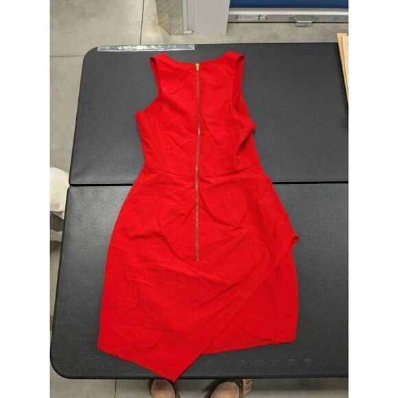 NBD Naven Twins REVOLVE Red V-Neck Asymmetric Hem Dreaming Bodycon Dress Women's - Picture 2 of 6